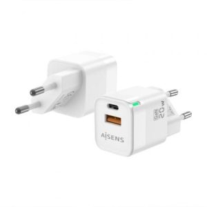 Carregador de Parede Aisens GaN 20W USB-C e USB Branco