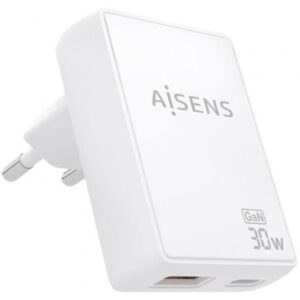 Carregador de Parede Aisens GaN 30W USB-C/USB Branco
