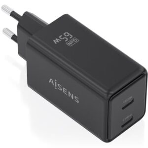 Carregador de Parede Aisens GaN 65W 2x USB-C Preto