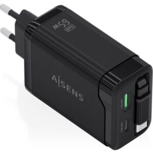 Carregador Aisens ASCH-65W3P071-BK 65W GaN USB-C