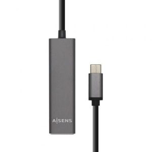 Hub USB Tipo-C Aisens A109-0403 4xUSB Cinzento