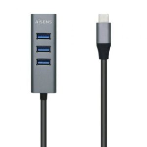 Hub USB Tipo-C Aisens A109-0508 4xUSB Cinzento