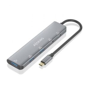 Hub USB Tipo-C Aisens A109-0857 5 portas Cinzento