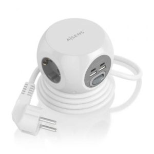 Regleta Aisens ASPS-2A2C04-W com 3 Tomadas e 4 USB