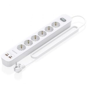Regleta Aisens ASPS-2A2C16-W com 6 Tomadas e 4 USB