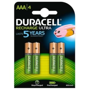 Pack 4 Pilhas AAA Duracell HR03-A Recarregáveis 1.2V