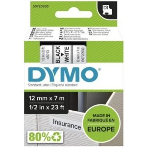 Fita Dymo D1 45013 12mm x 7m Preto/Branco