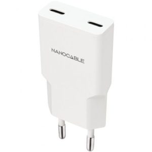 Carregador Nanocable 10.10.2023 2xUSB-C 20W Branco
