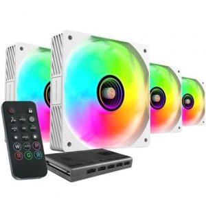 Pack 4 Ventiladores Mars Gaming MF-SI4KIT 12cm ARGB Brancos