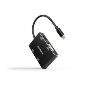 Conversor Nanocable 10.16.4307/ USB Tipo-C Macho - VGA Hembra/ DVI Hembra/ HDMI Hembra/ DisplayPort Hembra/ 10cm/ Negro