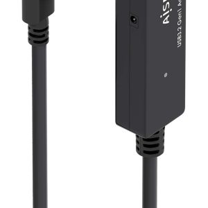 Cable Alargador USB 3.2 con Amplificador Aisens A107-0869/ USB Tipo-C Macho - USB Tipo-C Hembra/ Hasta 100W/ 20Gbps/…