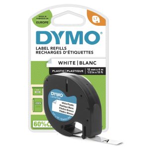 Cinta Rotuladora Adhesiva de Plástico Dymo 91221/ para Letratag/ 12mm x 4m/ Negra-Blanca