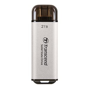 Transcend ESD300S - SSD - 2 TB - externa (portátil) - USB 3.2 Gen 2x1 (USB C conector) - prata