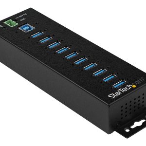 Startech 10 Port USB Hub with Power Adapter, Surge Protection, Metal Industrial USB 3.0 Data Transfer Hub, Din Rail,…