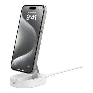 Belkin BoostCharge Pro - Base de carregamento sem fios - magnético + adaptador de energia AC - 15 watt - branco