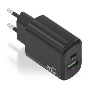 Cargador de Pared GaN Aisens A110-0910/ 1xUSB Tipo-C/ 1xUSB/ 20W/ Negro