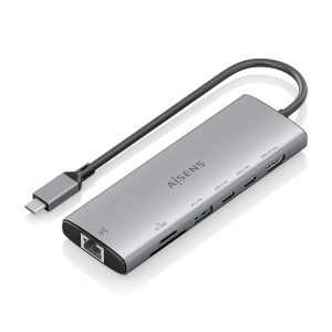 Docking USB Tipo-C Aisens ASUC-7P032-GR/ 1xHDMI 4K/ 1xUSB/ 2xUSB Tipo-C/ 1xRJ45/ 1xLector Tarjetas/ Gris