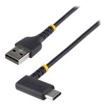 StarTech 6ft (2m) USB A to C Charging Cable Right Angle, Heavy Duty Fast Charge USB-C Cable, USB 2.0 A to Type-C, Durable and Rugged Aramid Fiber, 3A, S20/iPad/Pixel - High Quality USB Charging Cord (R2ACR-2M-USB-CABLE) - Cabo USB - USB (M) reto para