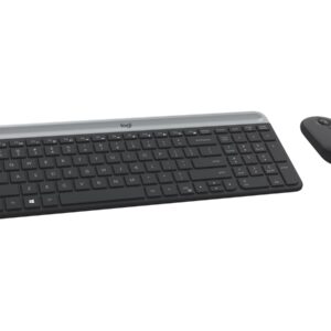 Logitech Slim Wireless Combo MK470 - Conjunto de teclado e rato - sem fios - 2.4 GHz - Francês - grafite