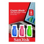 SanDisk Cruzer Blade - Drive flash USB - 32 GB - USB 2.0 - azul, verde, rosa (pacote de 3)