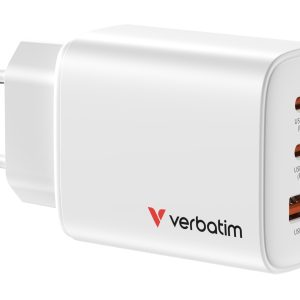 Cargador de Pared GaN Verbatim Essentials/ 2xUSB Tipo-C/ 1xUSB/ 65W