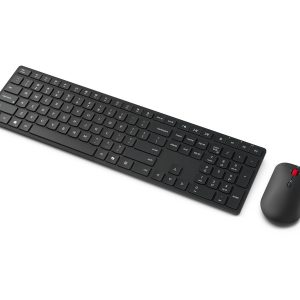 Lenovo Pro Combo 6000 - Conjunto de teclado e rato - sem fios - 2.4 GHz, Bluetooth 5.3 - QWERTY - Português - preto eclipse - caixa castanha