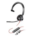 Auricular Poly Blackwire 3310 para Microsoft Teams + Adaptador USB-C/A com Microfone/ USB Tipo-C/ Preto