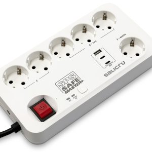 Regleta con interruptor Salicru SAFE MASTER+/ 5 Tomas de corriente/ 1 Master/ 2 USB Tipo-C/ 1 USB/ Cable 1.4m/ Blanca
