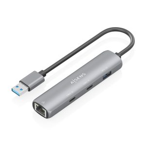 Hub USB Aisens ASUC-4P036-GR/ 2xUSB Tipo-C/ 1xUSB/ 1xRJ45/ Gris