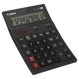 Canon AS-1200 - Calculadora de secretária - 12 dígitos - Painel solar, bateria - cinza escuro