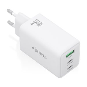 Cargador de Pared GaN Aisens ASCH-65W3P072-W/ 2xUSB Tipo-C/ 1xUSB/ 65W/ Blanco