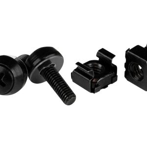 Startech M5 Cage Nuts and Screw - 12 mm Rack Screws and Cage Nuts - 50 Pack - Black - Replacement Serve Rack Screws…