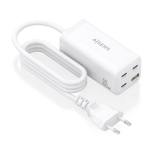 Cargador Sobremesa GaN Aisens ASCH-100W4P053-W/ 3xUSB Tipo-C/ 1xUSB/ 100W