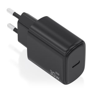 Cargador de Pared GaN Aisens A110-0976/ 1xUSB Tipo-C/ 30W/ Negro