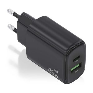 Cargador de Pared GaN Aisens A110-0912/ 1xUSB Tipo-C/ 1xUSB/ 25W/ Negro