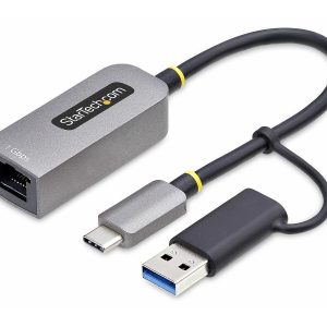 Startech USB-C to Ethernet Adapter w/USB-A Adapter, Realtek RTL8153B - Adaptador de rede - USB-C 3.2 Gen 1 - Gigabit…