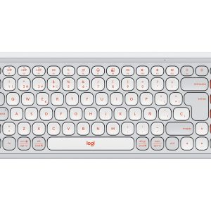 Logitech POP Icon Keys - Teclado - sem fios - Bluetooth LE - QWERTY - Espanhol - esbranquiçado, laranja