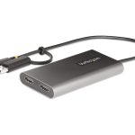 Startech USB-C to Dual-HDMI Adapter, USB-C or A to 2x HDMI, 4K 60Hz, 100W PD Pass-Through, 1ft (30cm) Built-in Cable,…