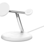 Belkin BoostCharge Pro 3-in-1 - Base de carregamento sem fios - magnético com Qi2 + adaptador de energia AC - 15 watt -…