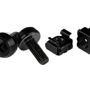Startech M6 Cage Nuts and Screws - 50 Pack - 12mm Rack Screws and Cage Nuts - Black (CABSCREWM6B) - Porcas e parafusos…