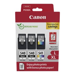 Canon PG-540L x2/CL-541XL Photo Paper Value Pack - Pack de 2 - preto, cor (ciano, magenta, amarelo) - original - caixa…