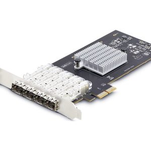 Startech 4-Port GbE SFP Network Card, PCIe 2.0 x2, Intel I350-AM4 4x 1GbE Controller, 1000BASE Copper/Fiber Optic,…