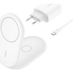 Belkin BoostCharge 2-in-1 - Base de carregamento sem fios - magnético, dobrável, com Qi2 + adaptador de energia AC - 15…