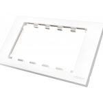 Modular AV faceplate component - double-gang UK surround - frame which accommodates 5 modules - fits to tc3 backbox2g or any standard double-gang UK backbox (pattress) 146 x 86 mm - plastic - white