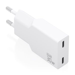 Cargador de Pared GaN Aisens A110-1003/ 2xUSB Tipo-C/ 30W/ Blanco