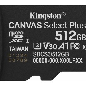 Cartão de Memória Kingston CANVAS Select Plus 512GB microSD XC/ Classe 10/ 150MBs