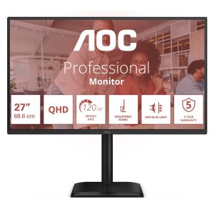 Monitor Profissional AOC Q27E4U 27"/ QHD/ Multimédia/ Regulável em altura/ Preto