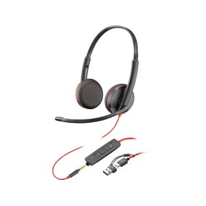 Poly Blackwire 3225 - Blackwire 3200 Series - auscultadores - no ouvido - com cabo - macaco de 3,5 mm, USB-C - preto -…