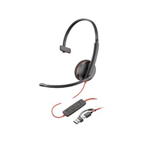 Poly Blackwire 3215 - Blackwire 3200 Series - auscultadores - no ouvido - com cabo - macaco de 3,5 mm, USB-C - preto -…