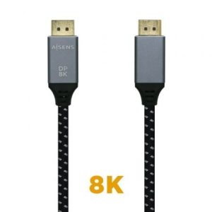 Cable DisplayPort 1.4 8K Aisens A149-0434/ DisplayPort Macho - DisplayPort Macho/ 50cm/ Negro Gris